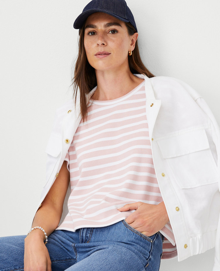 Weekend Striped Crew Neck Top