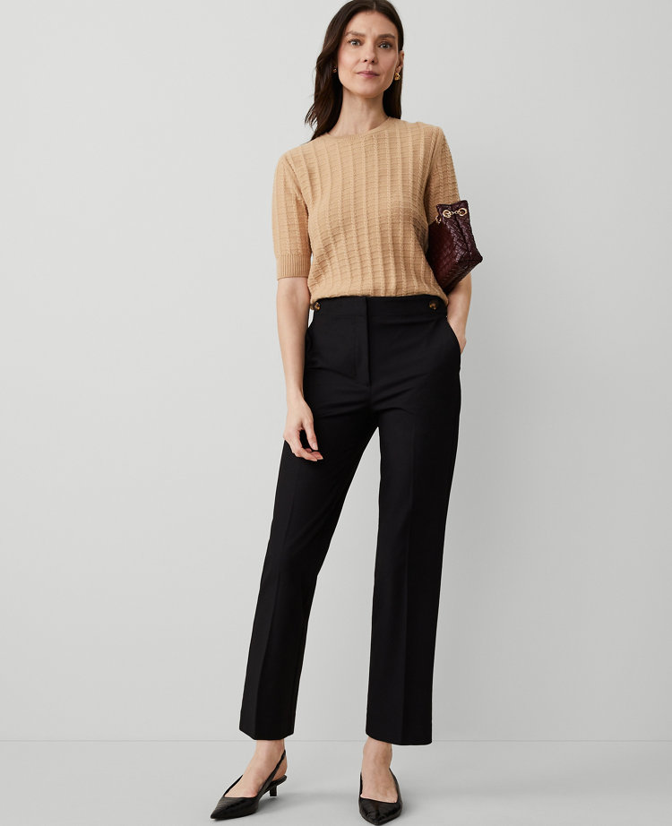 Ann Taylor The Petite Button Pencil Pant Twill