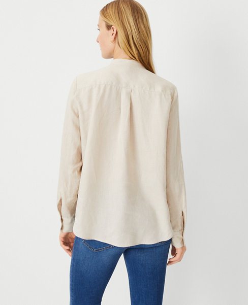 Petite Linen Relaxed Roll Tab Perfect Shirt