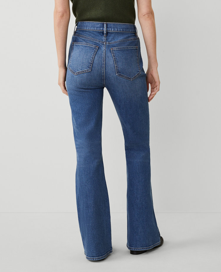 Petite High Rise Flare Jeans in Luxe Medium Wash
