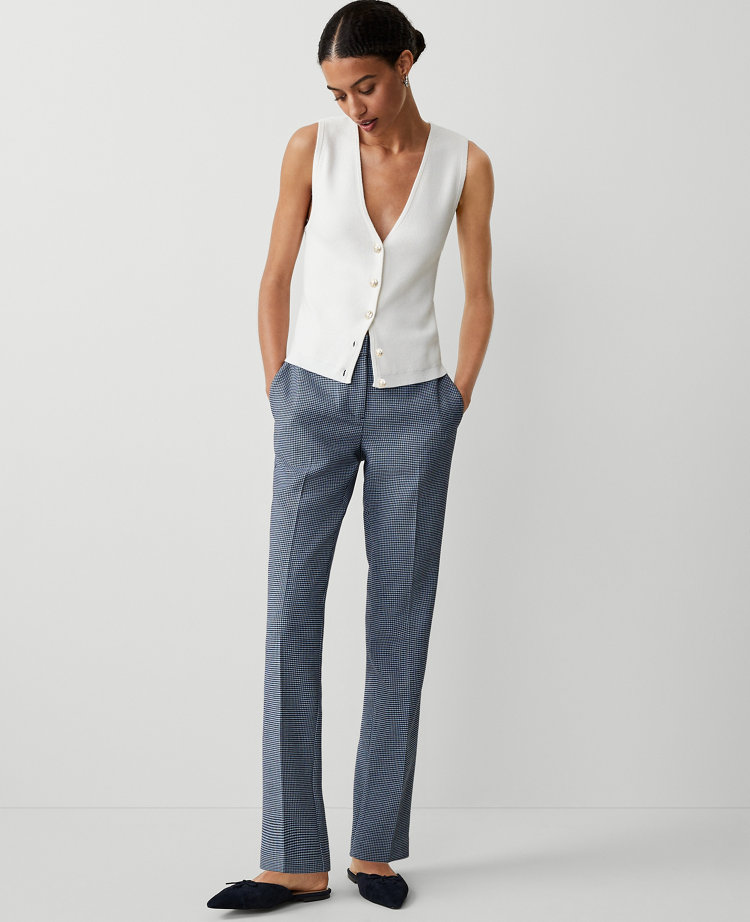 Ann Taylor Mid Rise Sophia Straight Pants Houndstooth