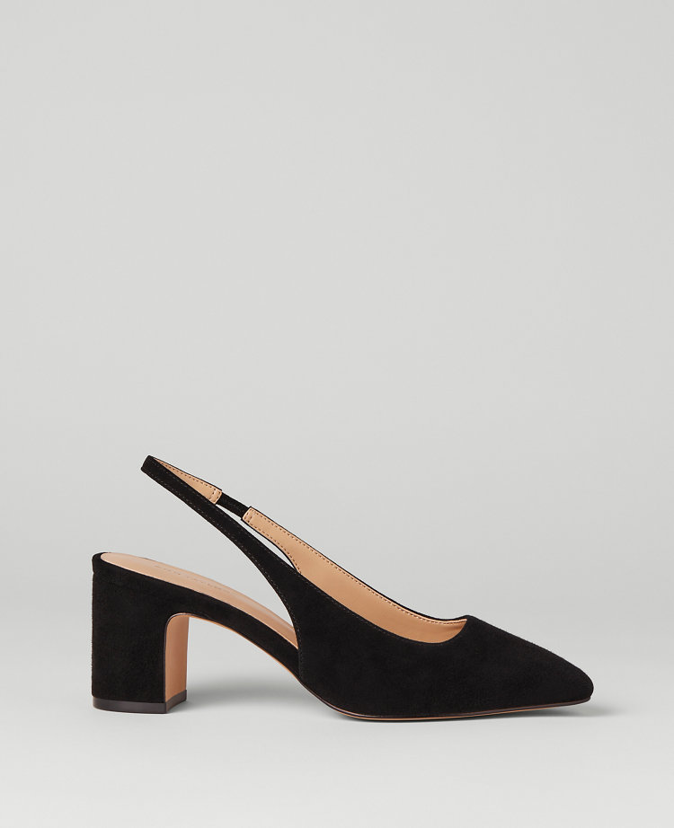 Ann Taylor Suede Block Heel Slingback Pumps