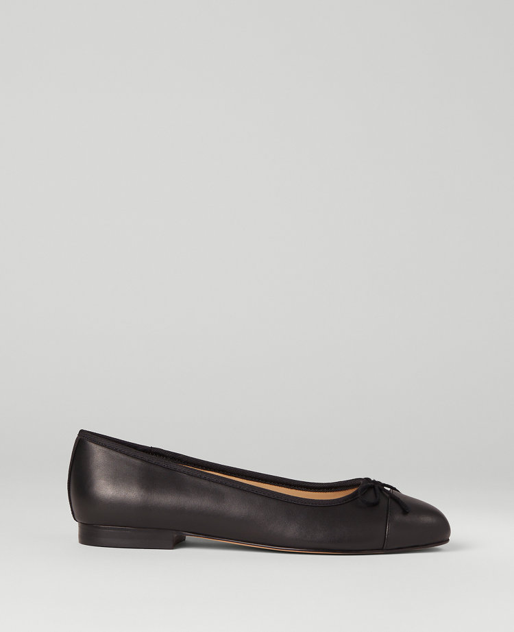 Ann Taylor AT Weekend Cap Toe Leather Ballet Flats Women's