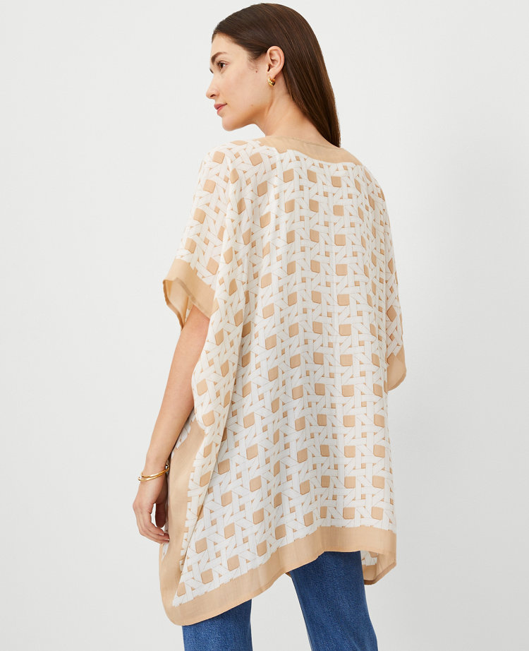 Ann Taylor Geo Open Poncho White Women's