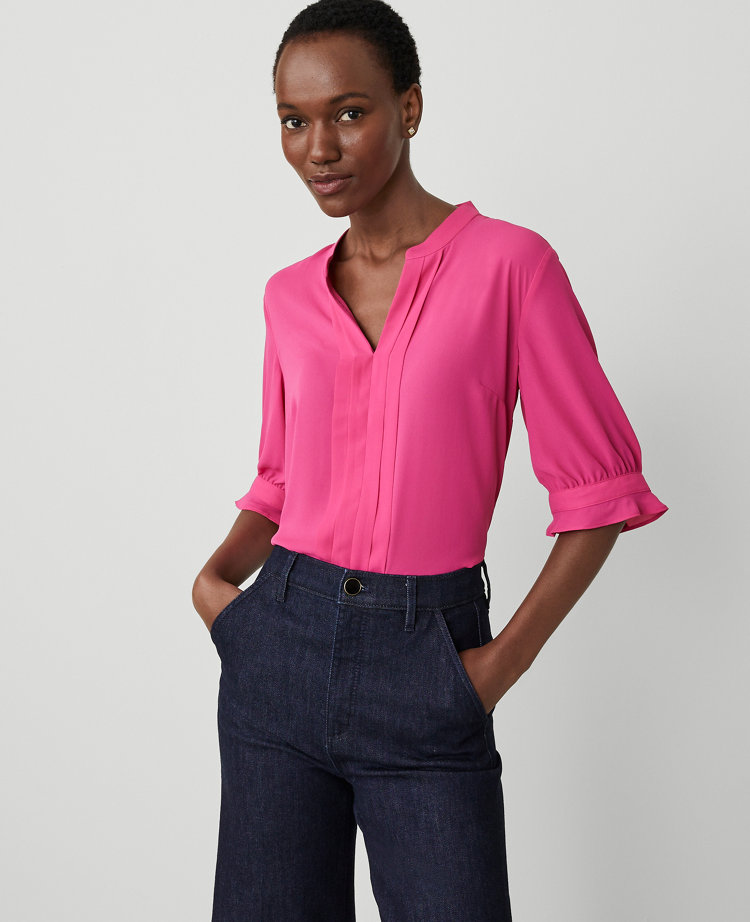 Petite Pleat Neck Popover