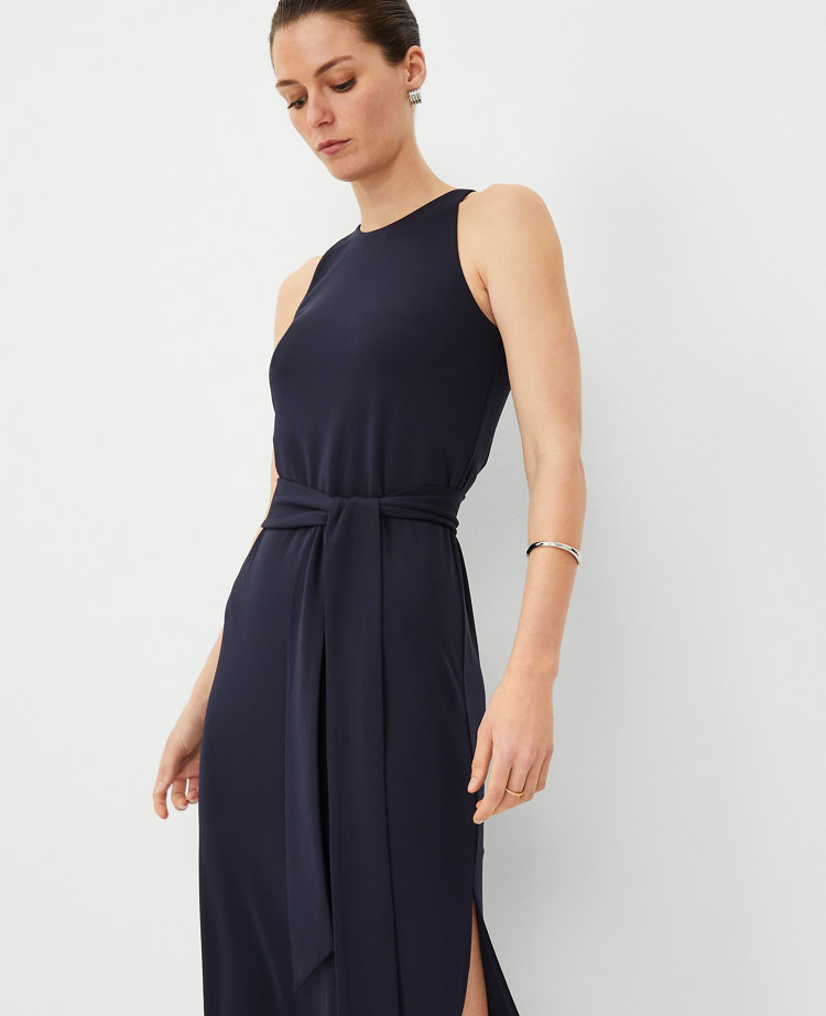 Ann Taylor Belted Midi Halter Dress