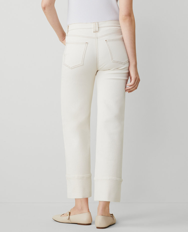 Ann Taylor Petite AT Weekend Mid Rise Boyfriend Jeans Ivory Women's