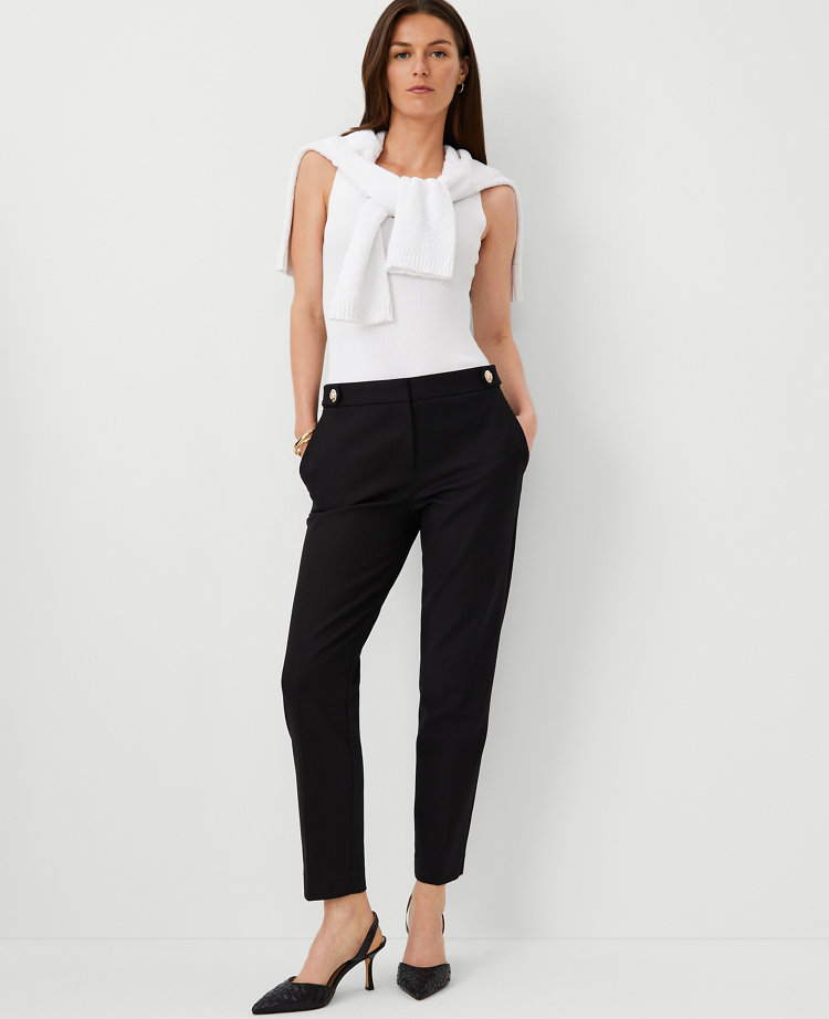 Ann Taylor The Button Tab Mid Rise Eva Ankle Pant Women's