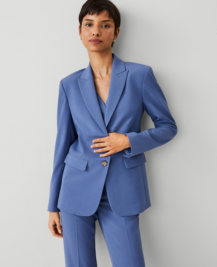 Ann Taylor The Petite Two Button Blazer Seasonless Stretch Precious Sapphire Women's