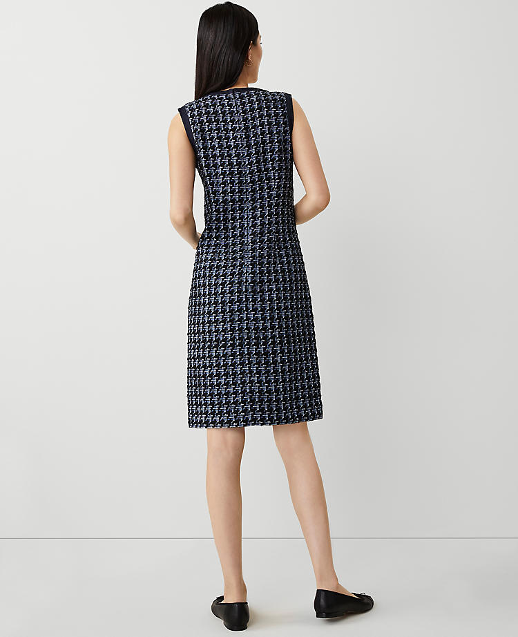 Denim Trim Tweed Shift Dress Denim Trim Tweed Shift Dress