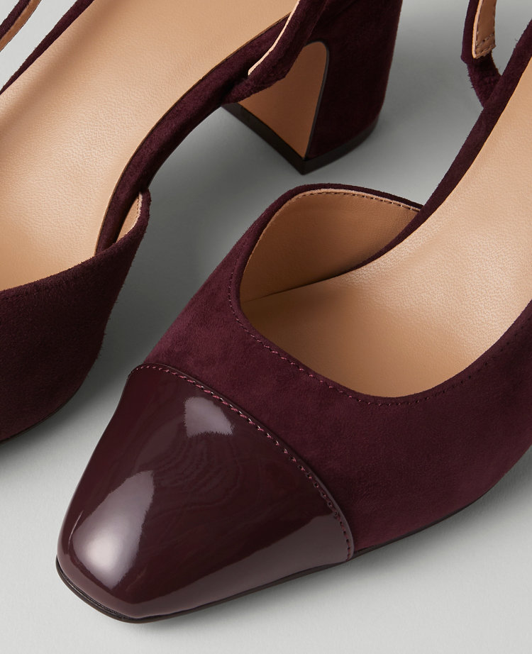 Suede Cap Toe Slingback Pump