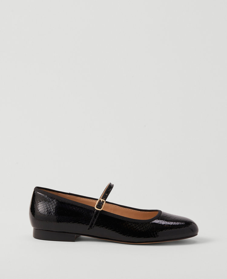 Ann Taylor Mary Jane Patent Ballet Flat Black Women's