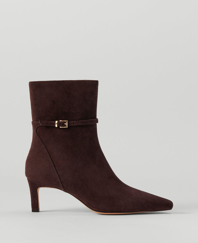Ann Taylor Ankle Chain Suede Bootie Carob Women's