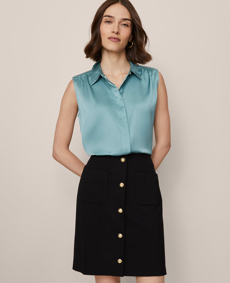 Shirred Yoke Sleeveless Shirt