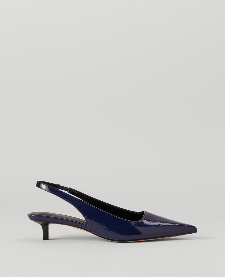 Ann Taylor Patent Leather Kitten Heel Slingback Pumps