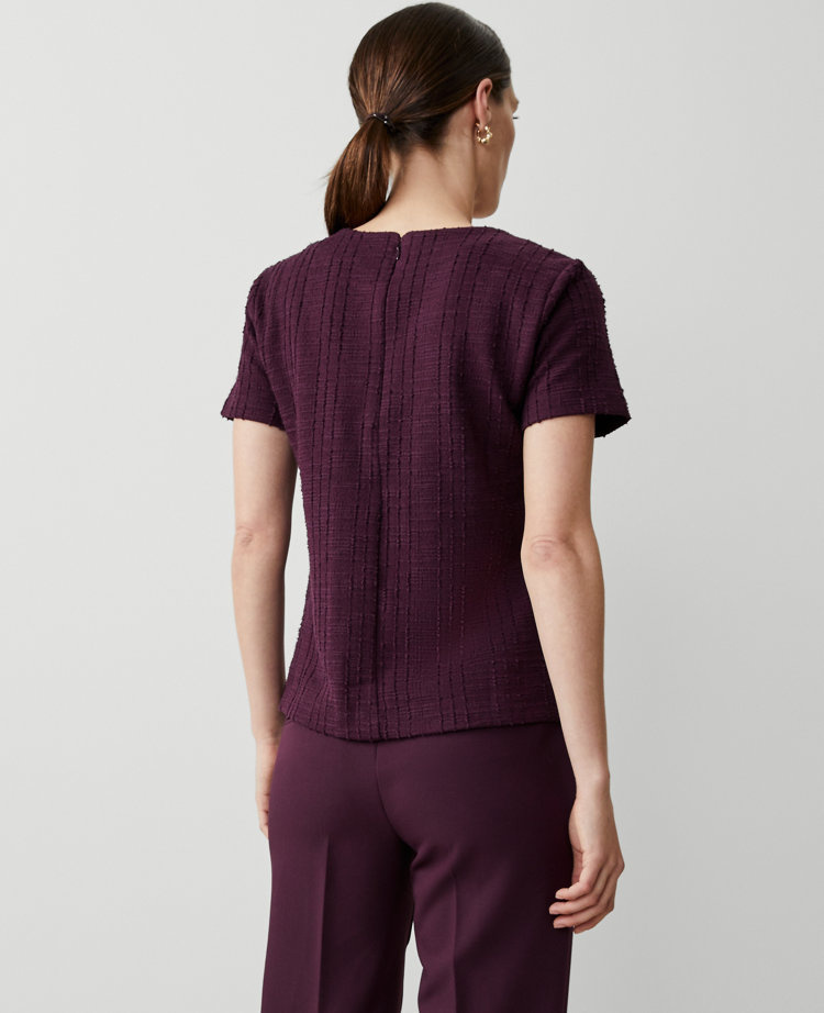 Tweed Button Trim Tee