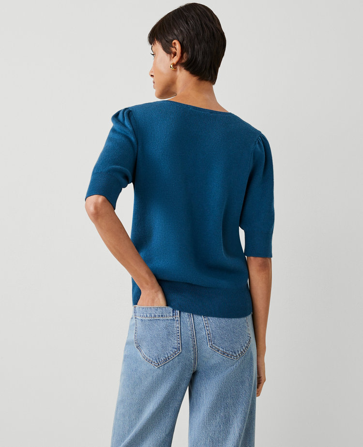 V-Neck Ruffle Trim Long Sleeve Sweater