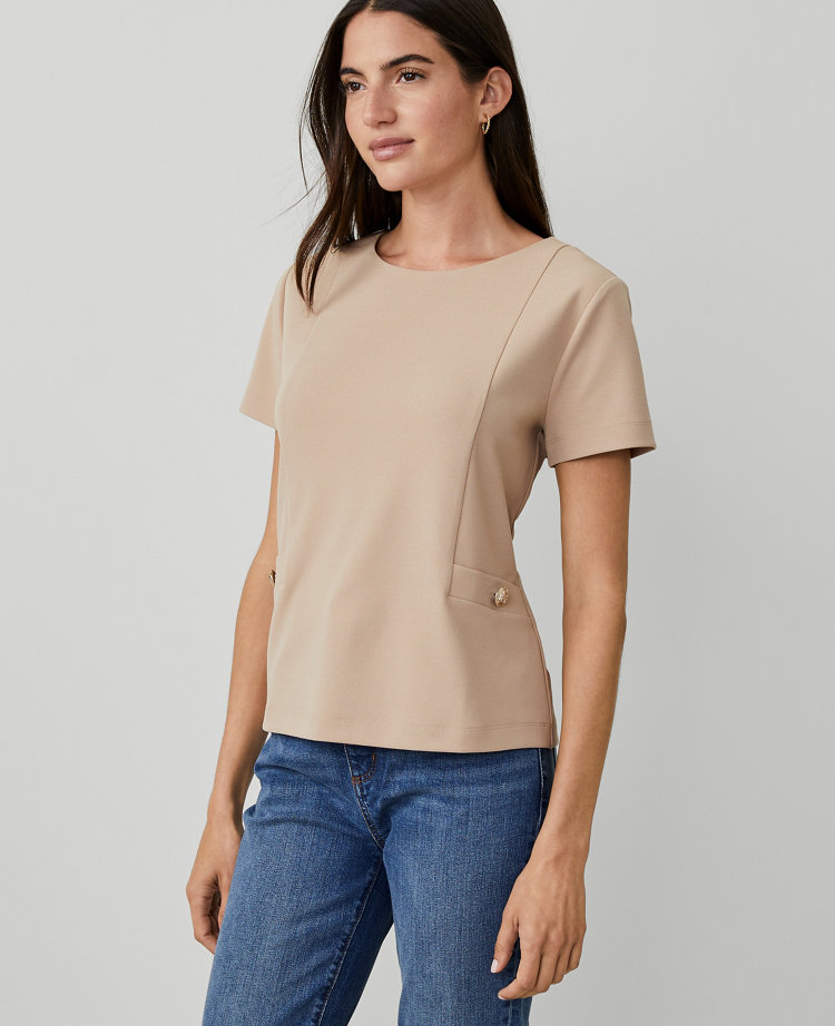 Ann Taylor Button Trim T-Shirt Women's