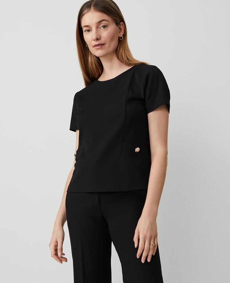 Ann Taylor Button Trim T-Shirt Women's