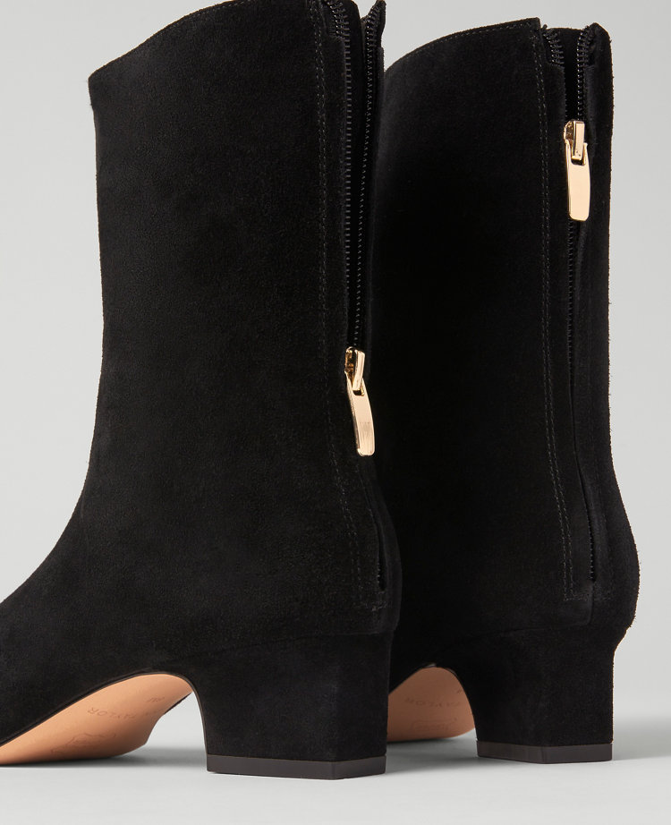 Tapered Heel Suede Bootie
