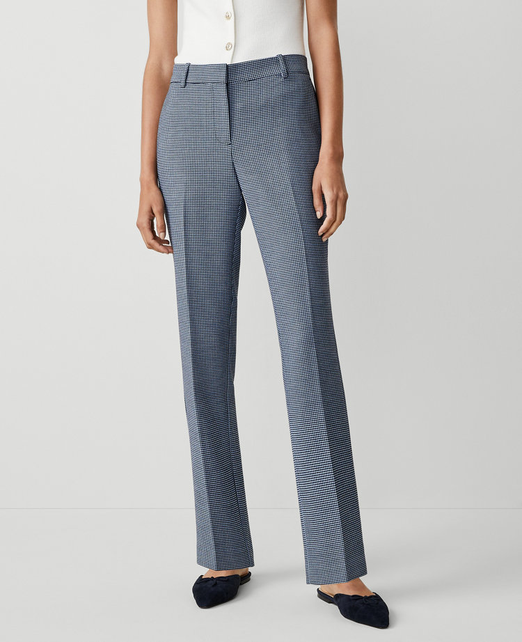 Ann Taylor Petite Mid Rise Sophia Straight Pants Houndstooth