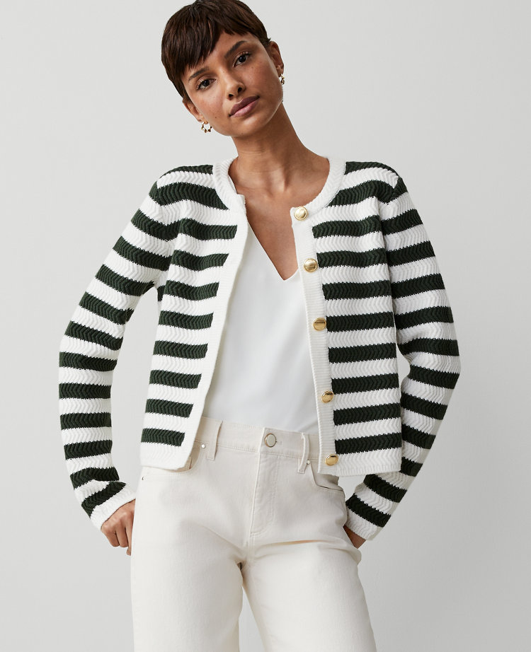 Petite Striped Stitched Jacket