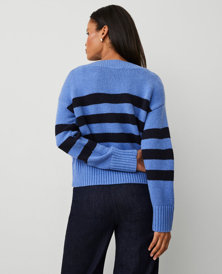 Stripe Relaxed V-Neck Sweater