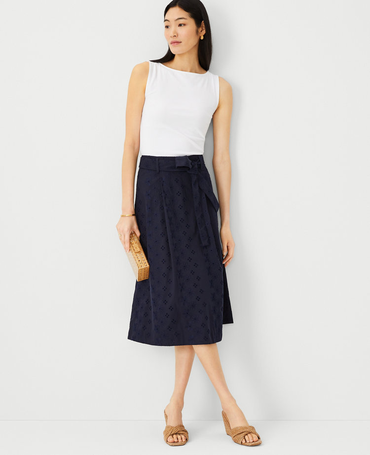 Navy petite midi skirt hotsell