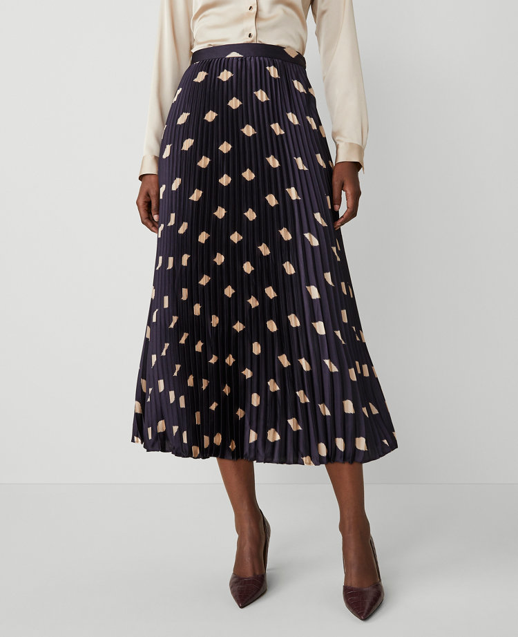 Petite Geo Pleated Midi Skirt