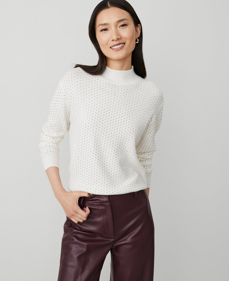 Essential Embellished Mock Neck Sweater