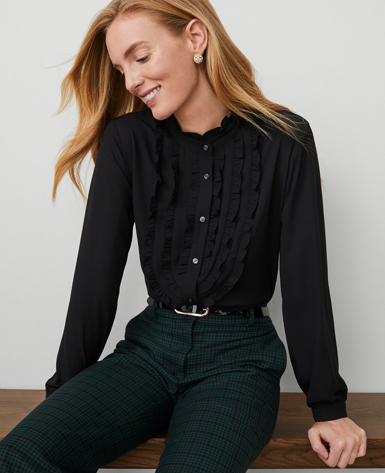 Tuxedo Ruffle Button Down Shirt