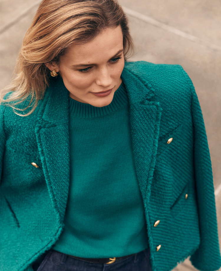 Ann Taylor Petite Button Tweed Jacket