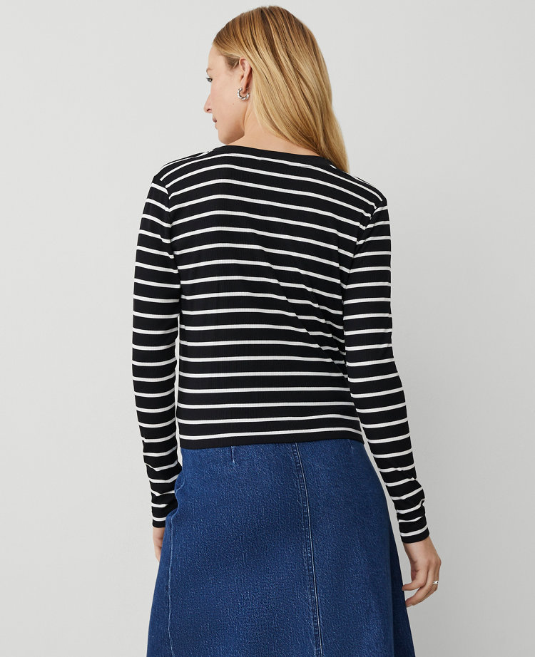 Weekend Collection Striped V-Neck Cardigan