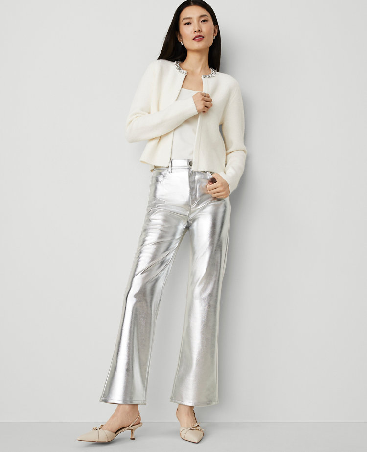 The Ankle Boot Pant in Metallic Faux Leather