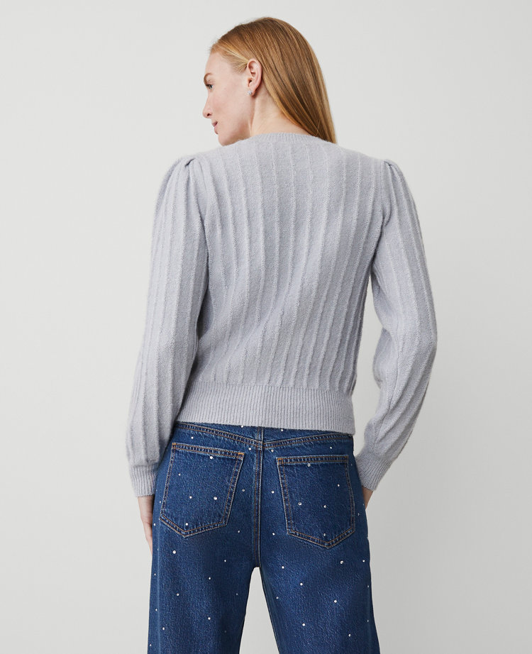 Ribbed Puff-Sleeve Sweater