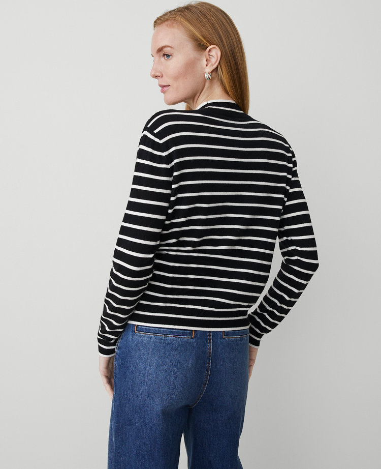 Essential Stripe Mock-Neck Sweater