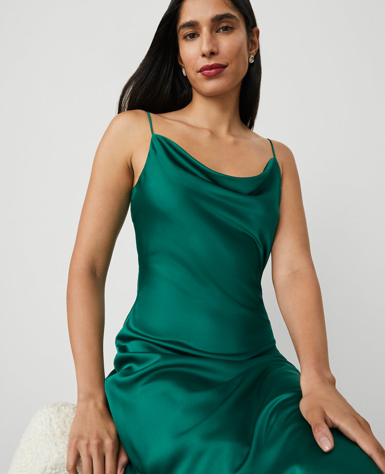 Satin Cowl-Neck Slip Dress