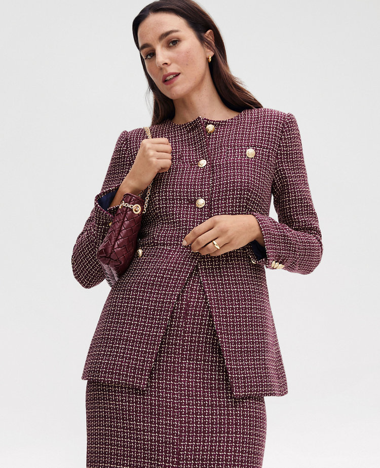 Petite Tweed Split Hem Jacket