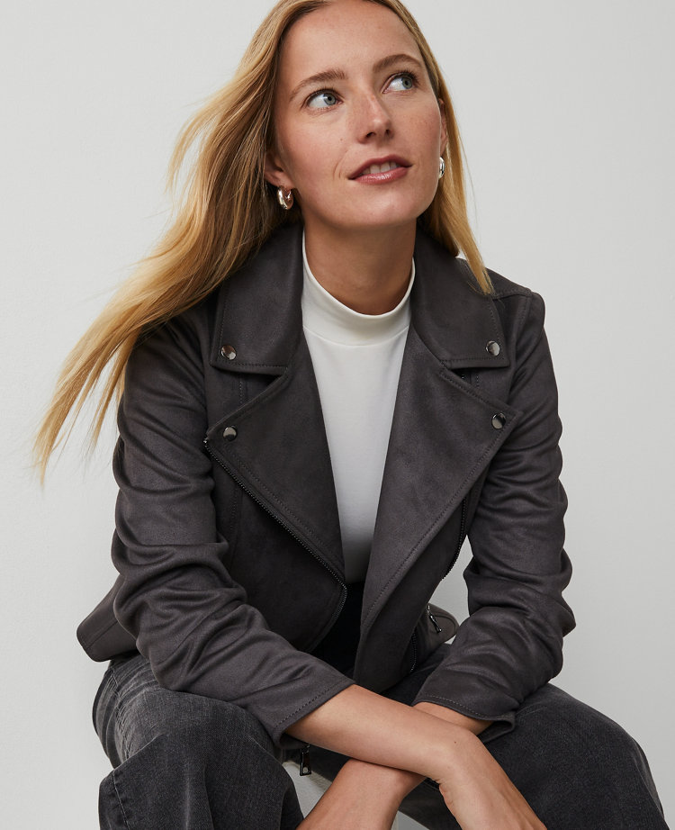 Faux Suede Moto Jacket