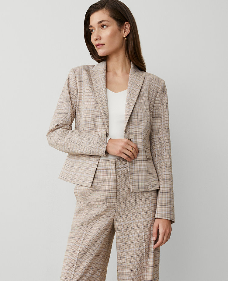 Ann Taylor The Shorter One Button Blazer Plaid