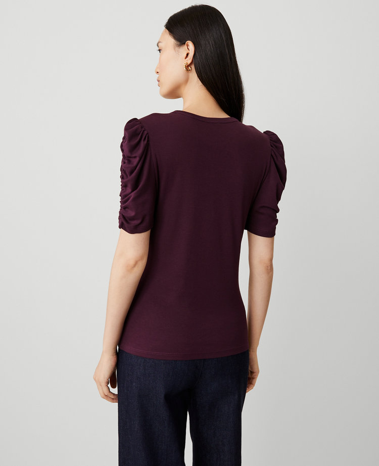 Shirred Elbow Sleeve Top