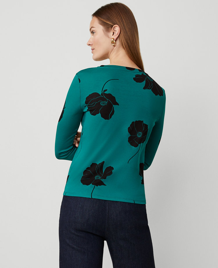 Petite Floral Crew Neck Long Sleeve Top carousel Product Image 2