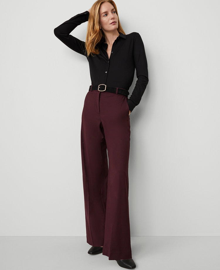 Ann Taylor The Perfect Wide Leg Pant Midnight Fig Women's