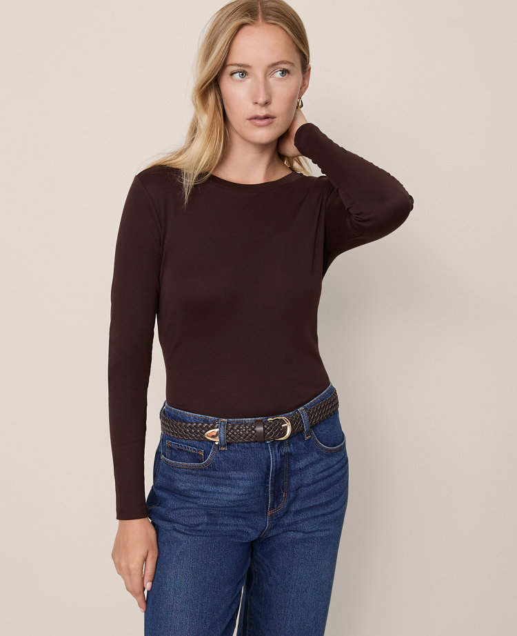 Petite Long Sleeve Crew Neck Top