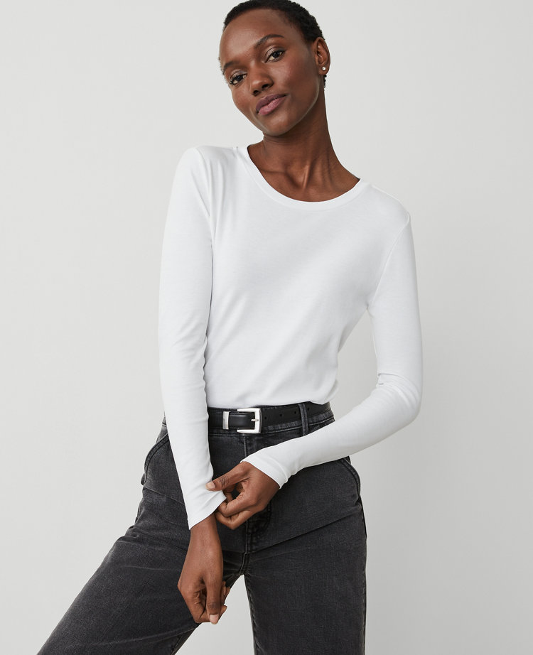 Petite Long Sleeve Crew Neck Top