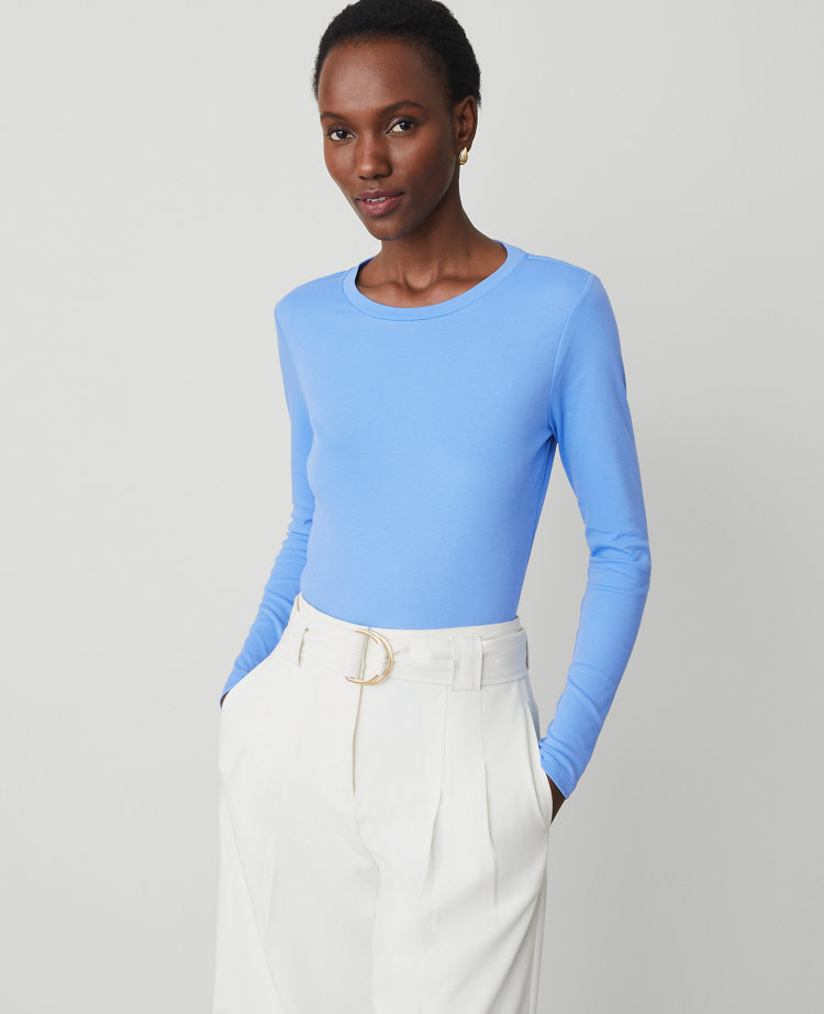 Petite Long Sleeve Crew Neck Top