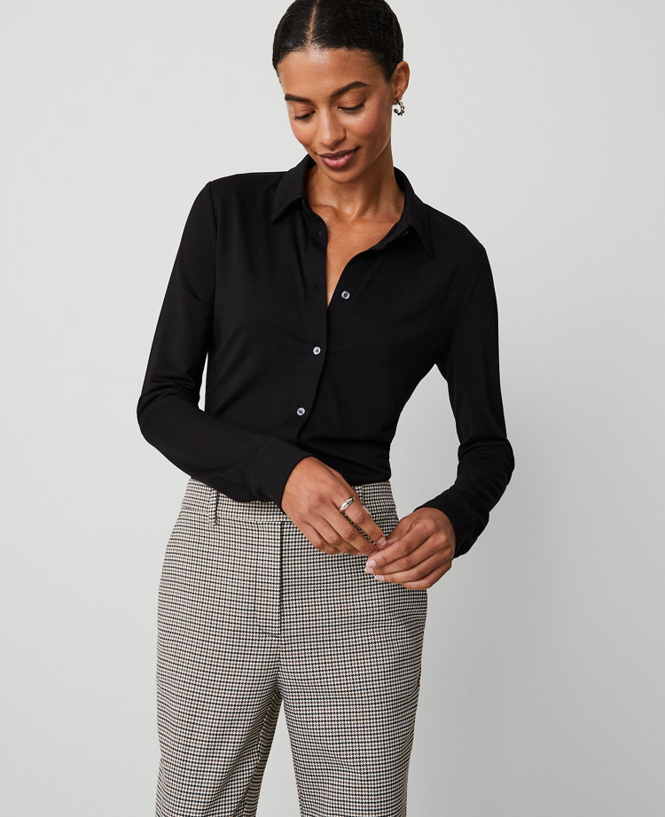 Ann Taylor Button Down Knit Shirt