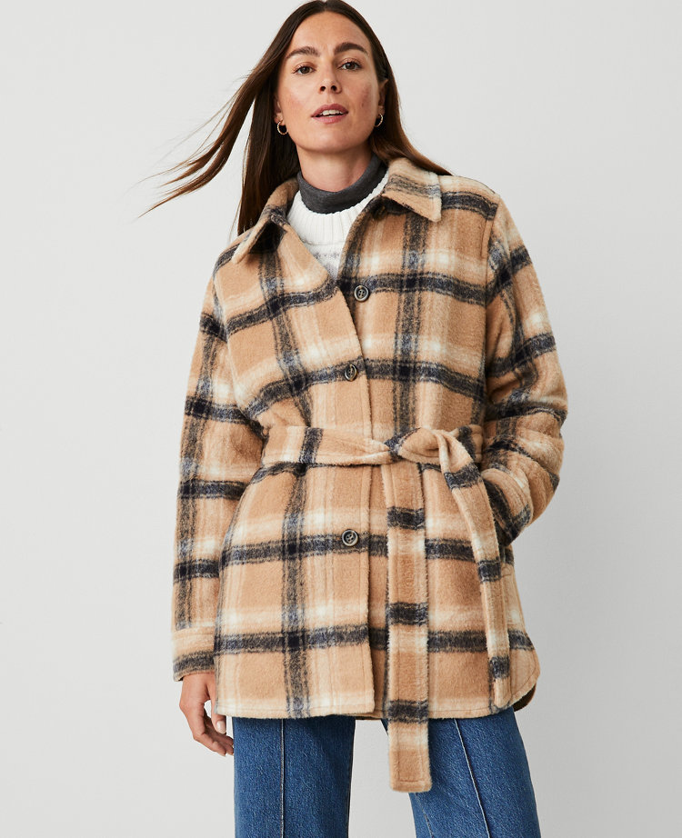 Weekend Collection Plaid Belted Shacket