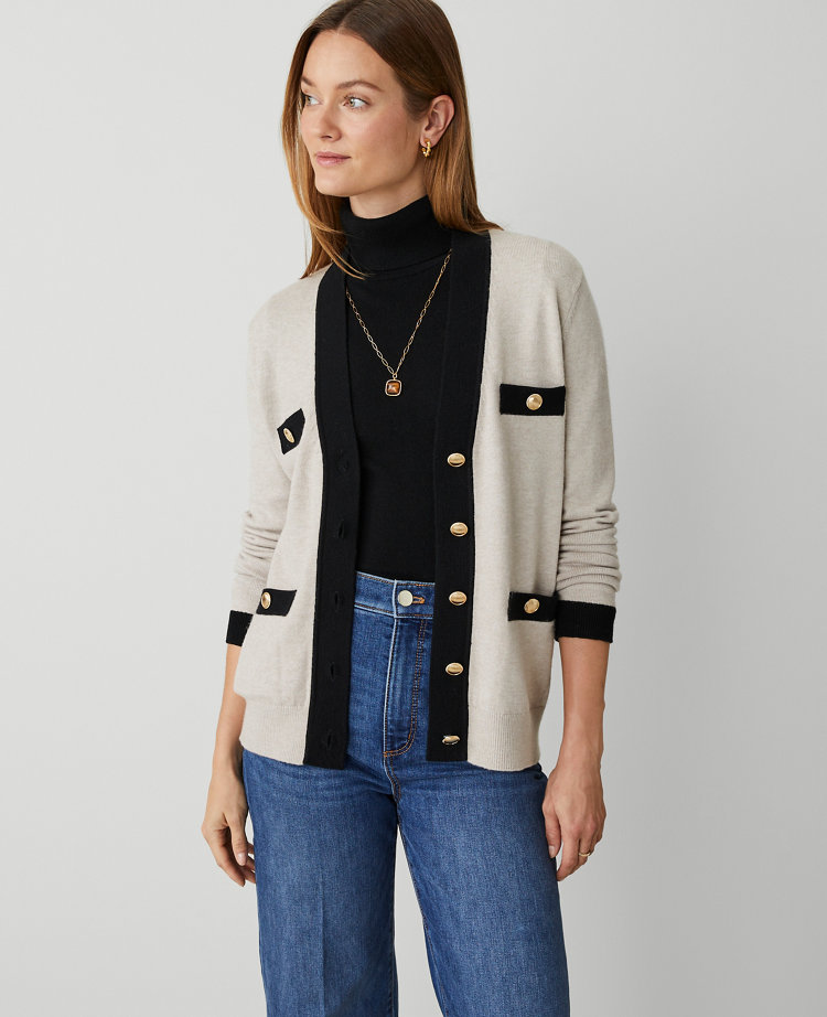 Petite Tipped Modern Boyfriend Cardigan