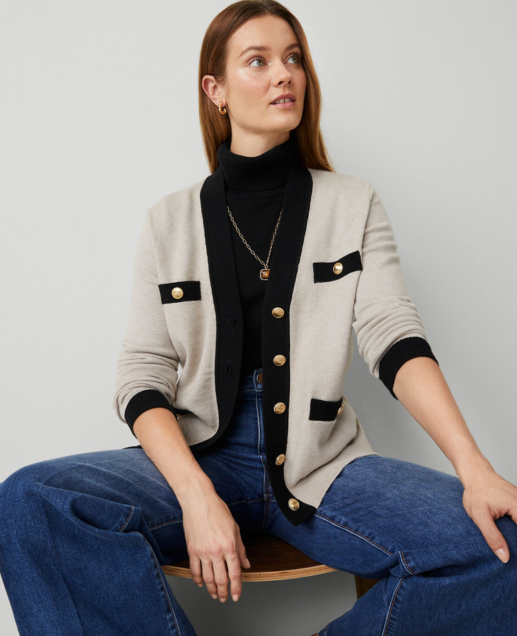 Petite Tipped Modern Boyfriend Cardigan